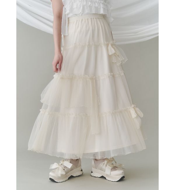 merry jenny「ランダムリボンチュールスカート」|スカート|アイボリー