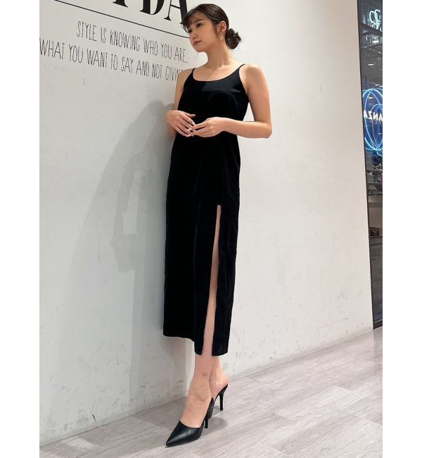 GYDA「DEEPスリットキャミワンピース」|ワンピース|ブラック