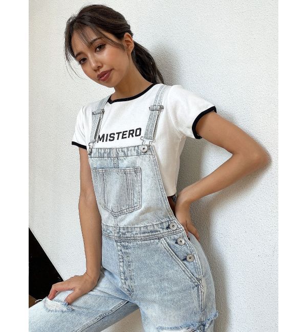 GYDA「ダメージLOOSE デニムサロペット」|オールインワン|