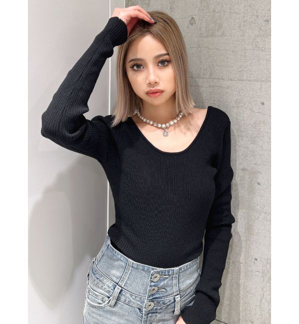 GYDA「クルーネックリブニットトップス」|ニット・セーター|