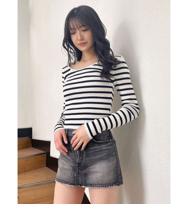 GYDA「クルーネックリブニットトップス」|ニット・セーター|