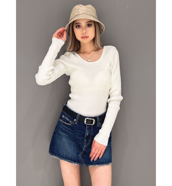 GYDA「クルーネックリブニットトップス」|ニット・セーター|