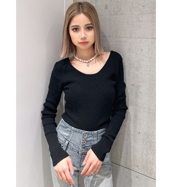 GYDA「クルーネックリブニットトップス」|ニット・セーター|