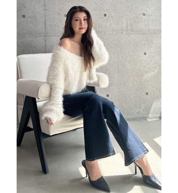 GYDA「シャギーニットショートカーディガン」|カーディガン|