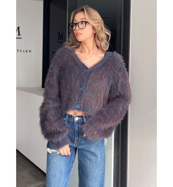 GYDA「シャギーニットショートカーディガン」|カーディガン|