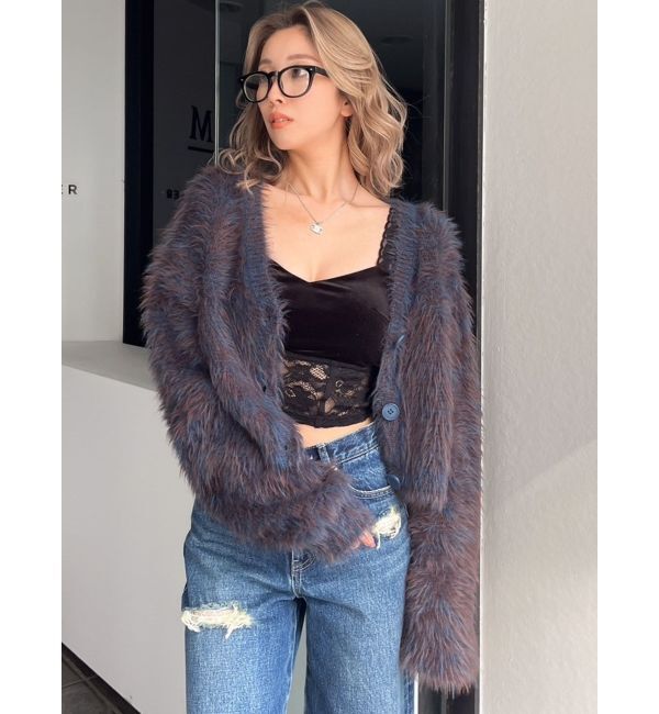 GYDA「シャギーニットショートカーディガン」|カーディガン|