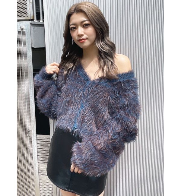 GYDA「シャギーニットショートカーディガン」|カーディガン|