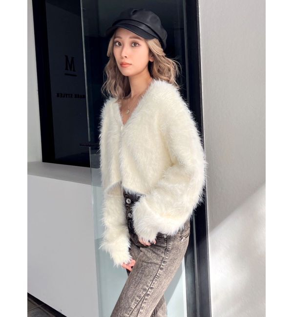 GYDA「シャギーニットショートカーディガン」|カーディガン|