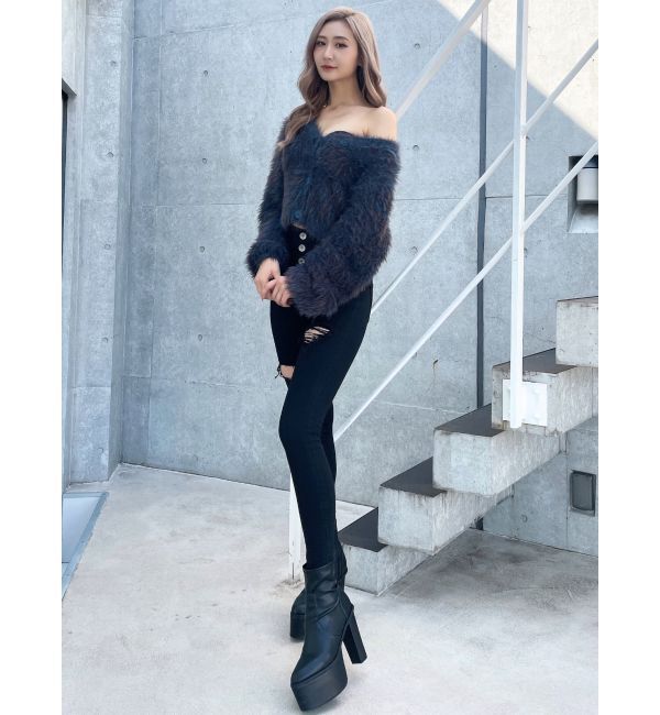 GYDA「シャギーニットショートカーディガン」|カーディガン|