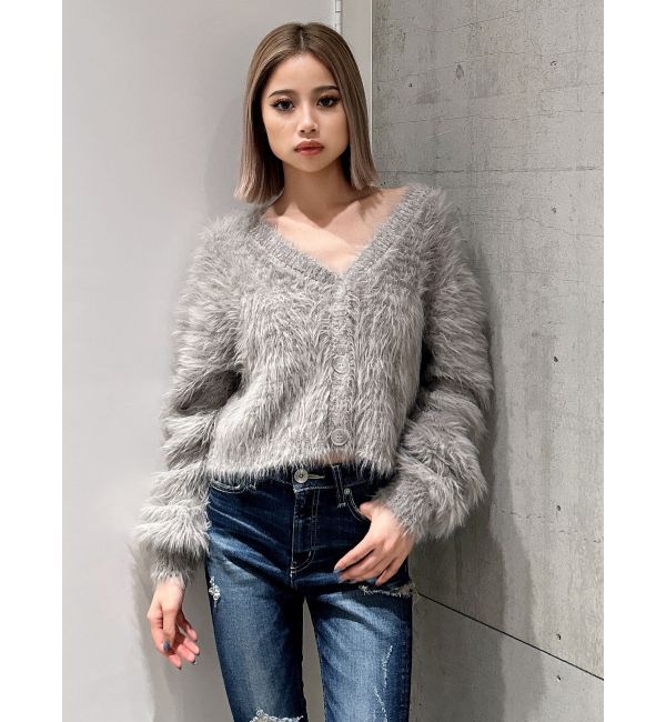 GYDA「シャギーニットショートカーディガン」|カーディガン|