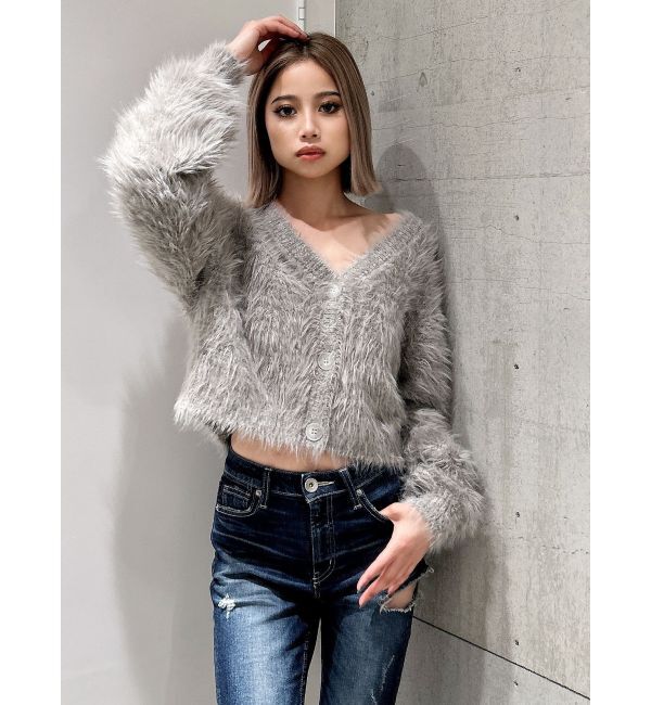 GYDA「シャギーニットショートカーディガン」|カーディガン|