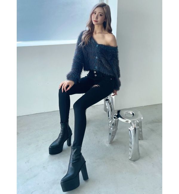 GYDA「シャギーニットショートカーディガン」|カーディガン|