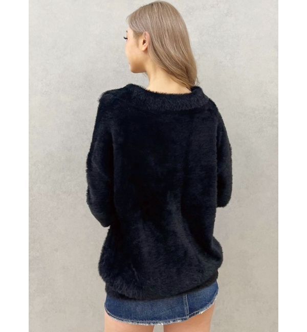 GYDA「GYGYプレートシャギーポロニットチュニック」|ニット・セーター|