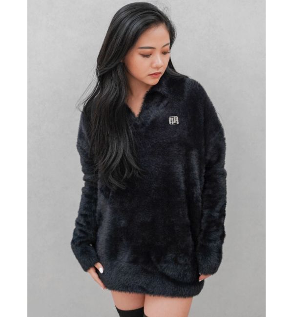 GYDA「GYGYプレートシャギーポロニットチュニック」|ニット・セーター|