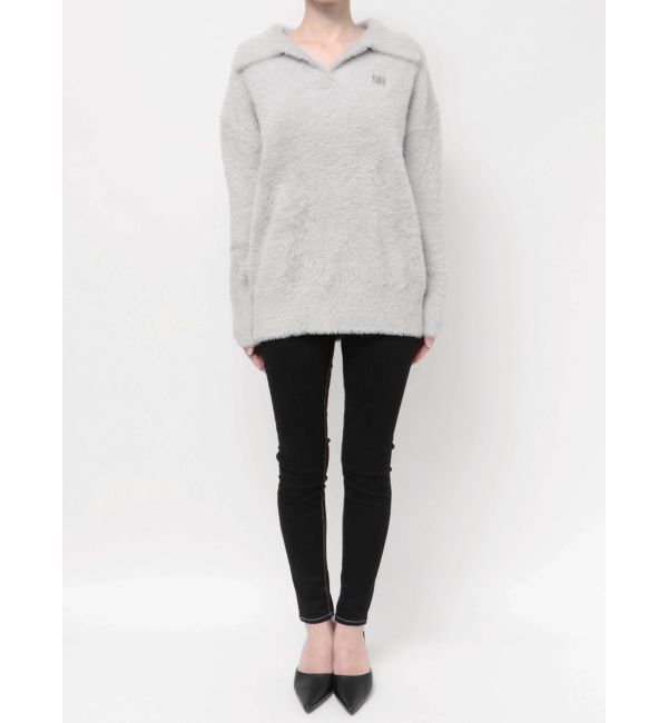 GYDA「GYGYプレートシャギーポロニットチュニック」|ニット・セーター|