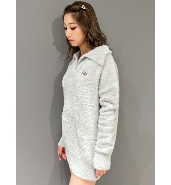 GYDA「GYGYプレートシャギーポロニットチュニック」|ニット・セーター|