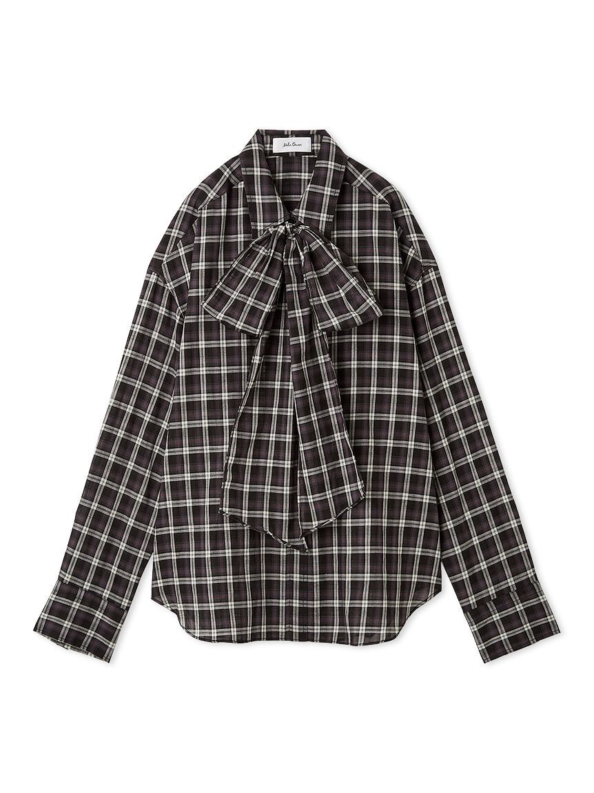 Mila Owen「2wayシャツ衿シアーボウタイブラウス」|シャツ・ブラウス|