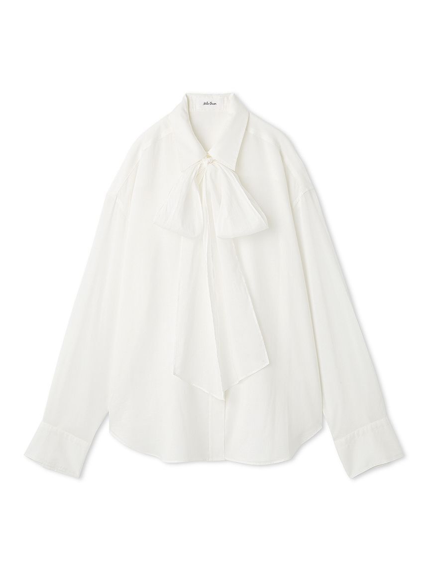 Mila Owen「2wayシャツ衿シアーボウタイブラウス」|シャツ・ブラウス|