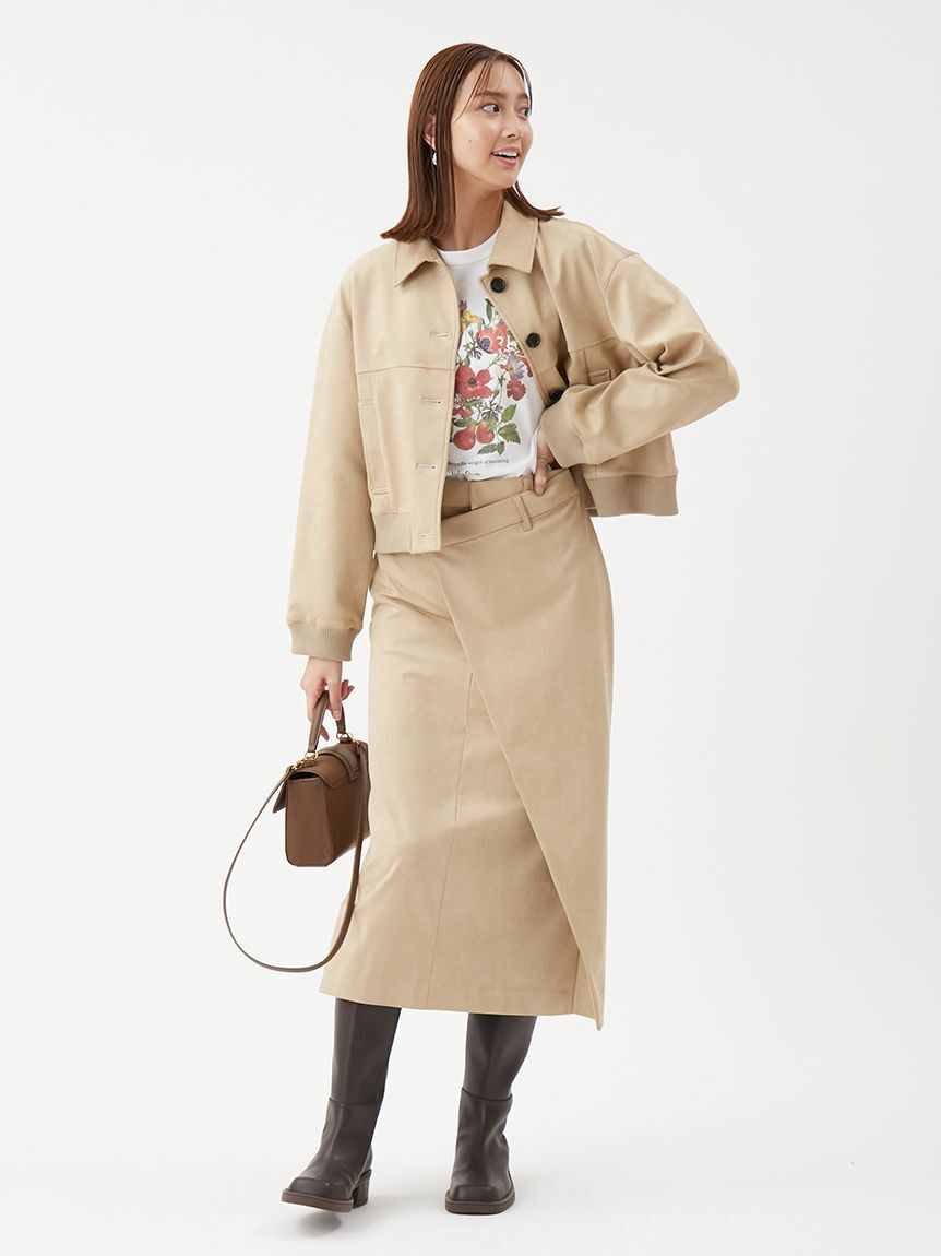 Mila Owen「【セットアップ対応】スウェードアシメストレートスカート」|スカート|