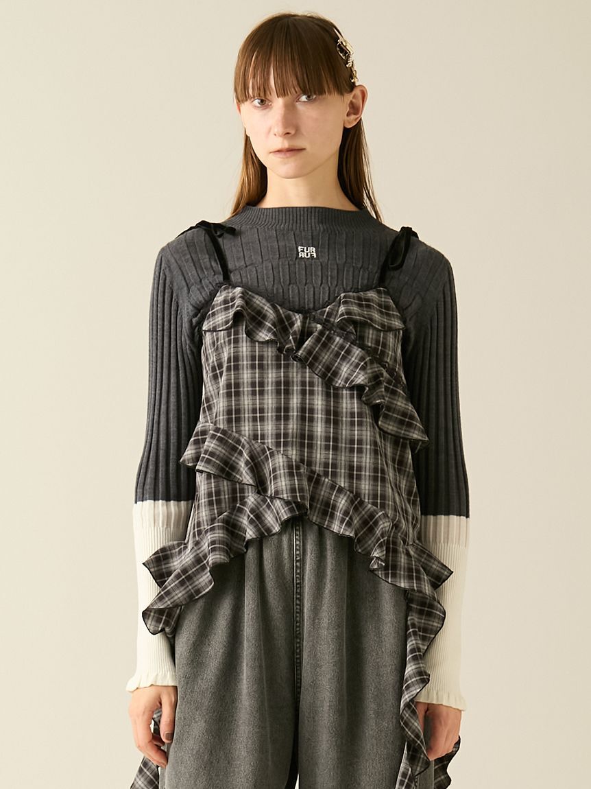 FURFUR「ロゴ刺繍バイカラーリブニット」|ニット・セーター|CGRY