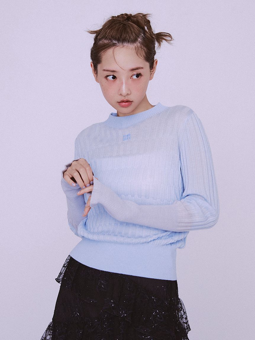 FURFUR「ロゴ刺繍バイカラーリブニット」|ニット・セーター|