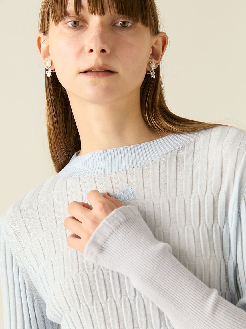 FURFUR「ロゴ刺繍バイカラーリブニット」|ニット・セーター|