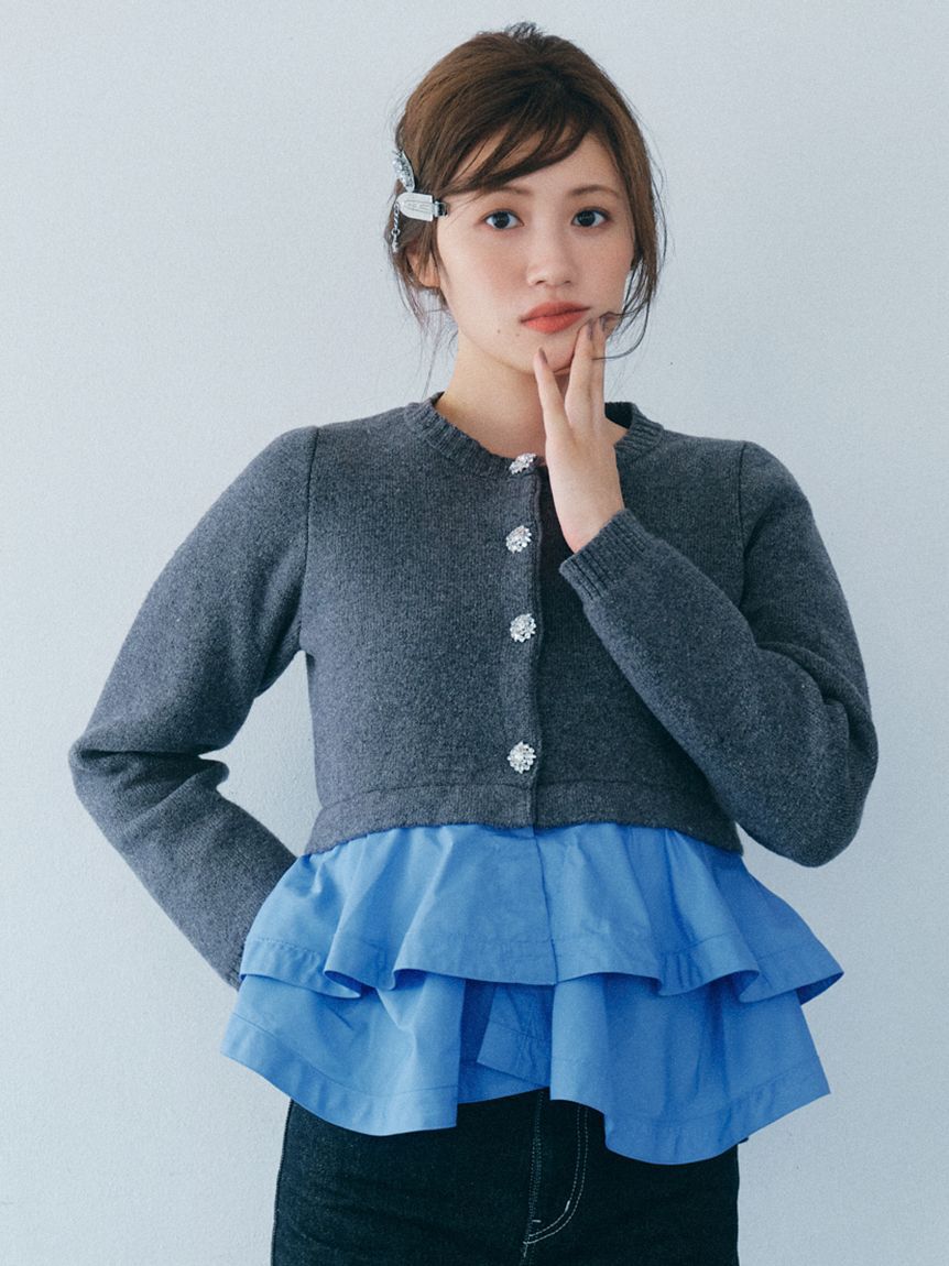 FURFUR「【WEB限定カラー】ペプラムレイヤードカーディガン」|カーディガン|CGRY