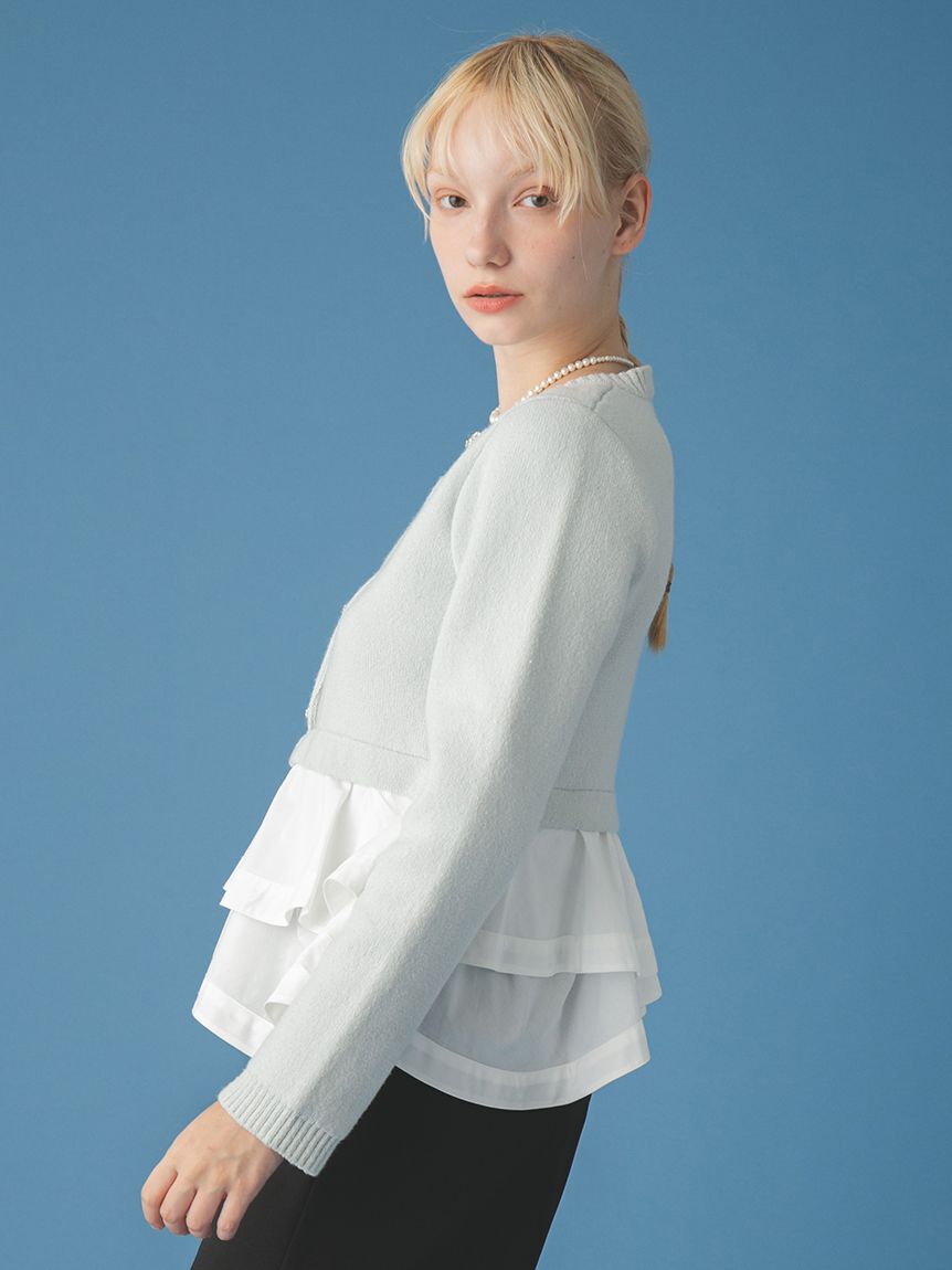 FURFUR「【WEB限定カラー】ペプラムレイヤードカーディガン」|カーディガン|