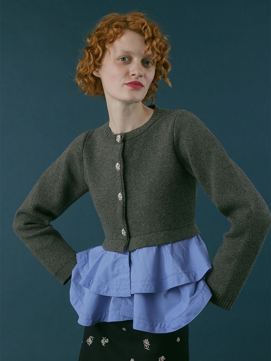 FURFUR「【WEB限定カラー】ペプラムレイヤードカーディガン」|カーディガン|