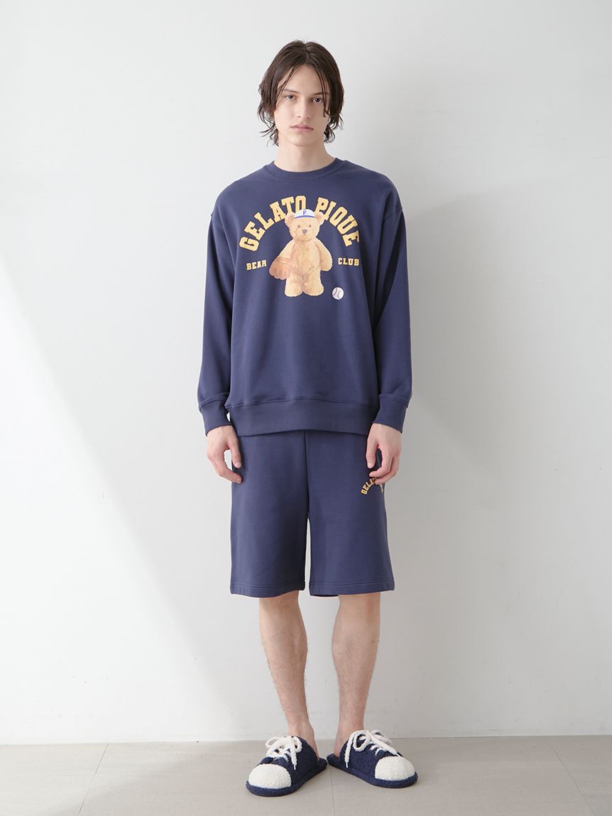 GELATO PIQUE HOMME「【ONLINE限定】【HOMME】スポーティーベア裏毛プルオーバー＆裏毛ハーフパンツセット」|ルームウェア|