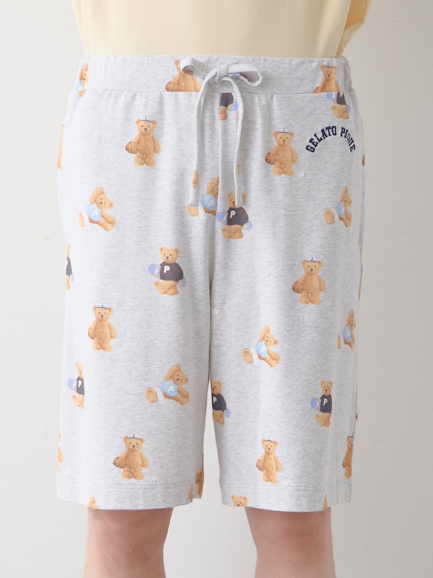 GELATO PIQUE HOMME「【ONLINE限定】【HOMME】スポーティーベアワンポイントTシャツ＆総柄ハーフパンツセット」|ルームウェア|