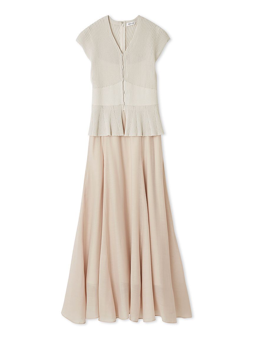 FRAY I.D「シアーリブノースリニットコンビフレアワンピース」|ワンピース|LBEG