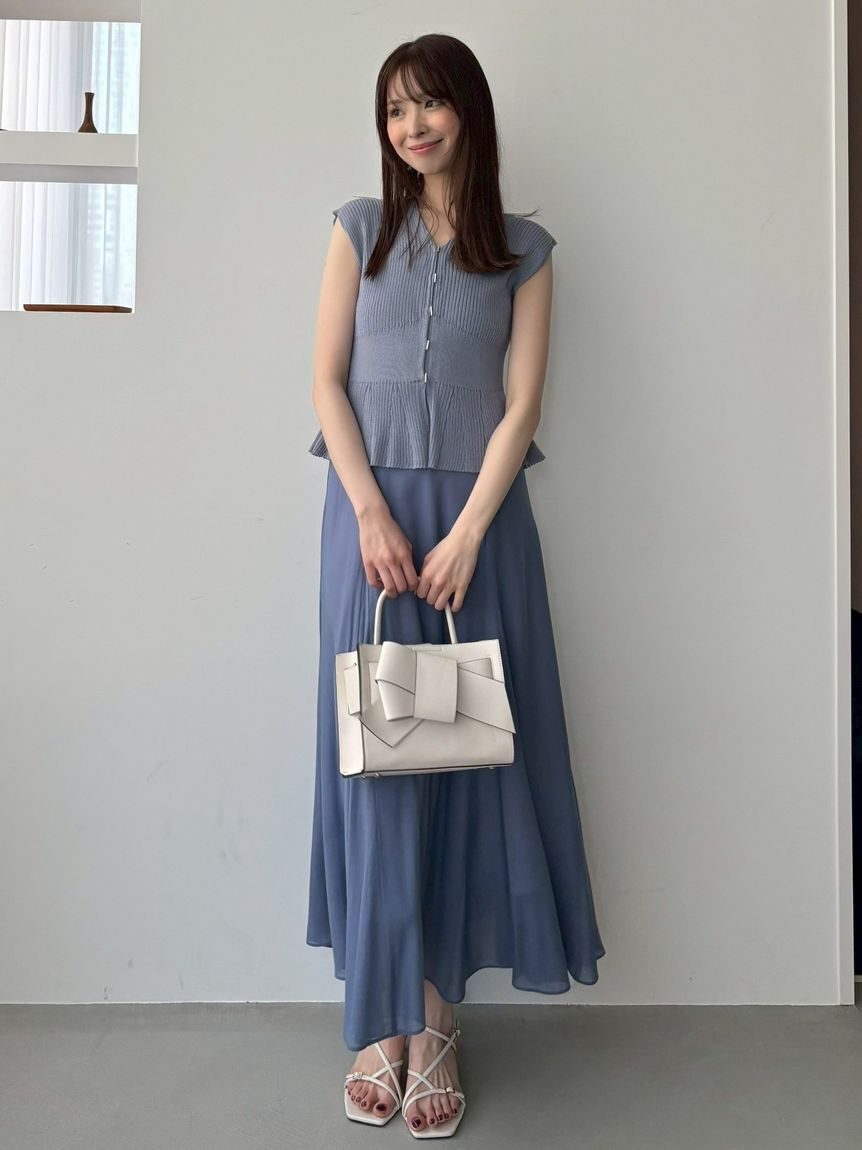 FRAY I.D「シアーリブノースリニットコンビフレアワンピース」|ワンピース|