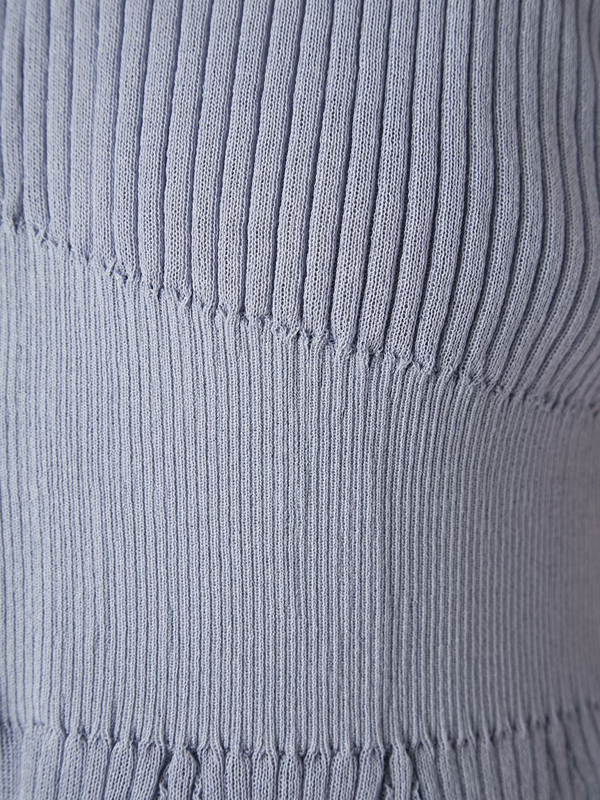 FRAY I.D「シアーリブノースリニットコンビフレアワンピース」|ワンピース|