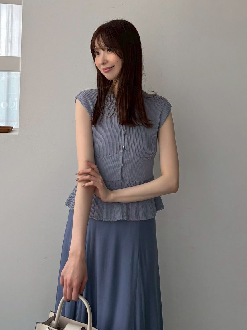 FRAY I.D「シアーリブノースリニットコンビフレアワンピース」|ワンピース|