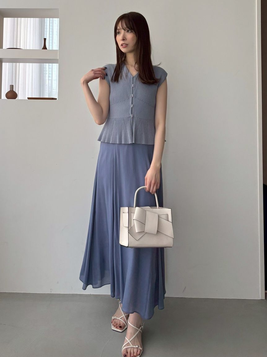 FRAY I.D「シアーリブノースリニットコンビフレアワンピース」|ワンピース|