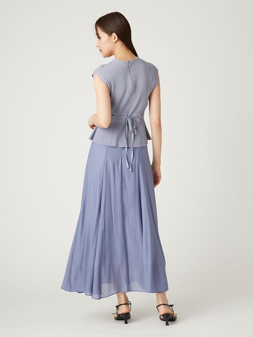 FRAY I.D「シアーリブノースリニットコンビフレアワンピース」|ワンピース|