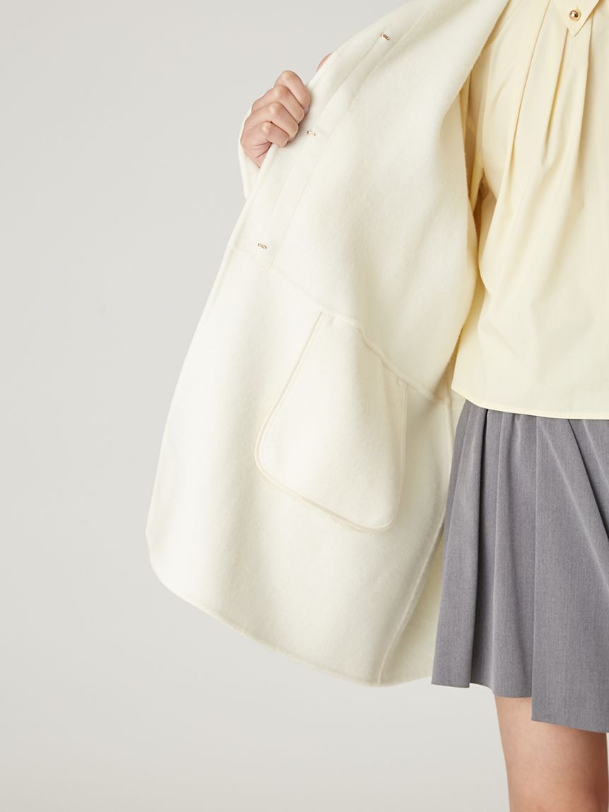 FRAY I.D「マフラー付ノーカラーリバーミドルコート」|ノーカラージャケット|