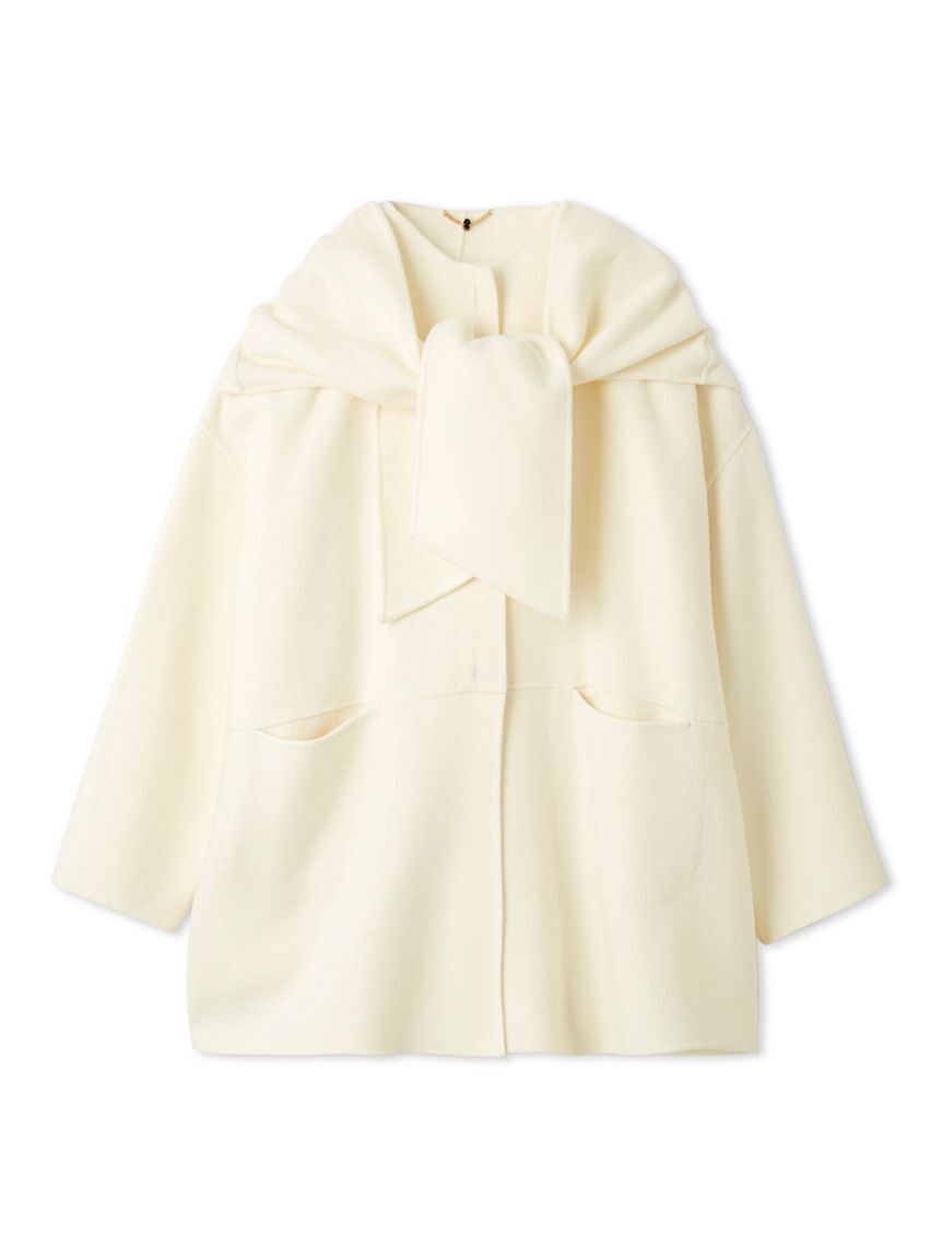 FRAY I.D「マフラー付ノーカラーリバーミドルコート」|ノーカラージャケット|