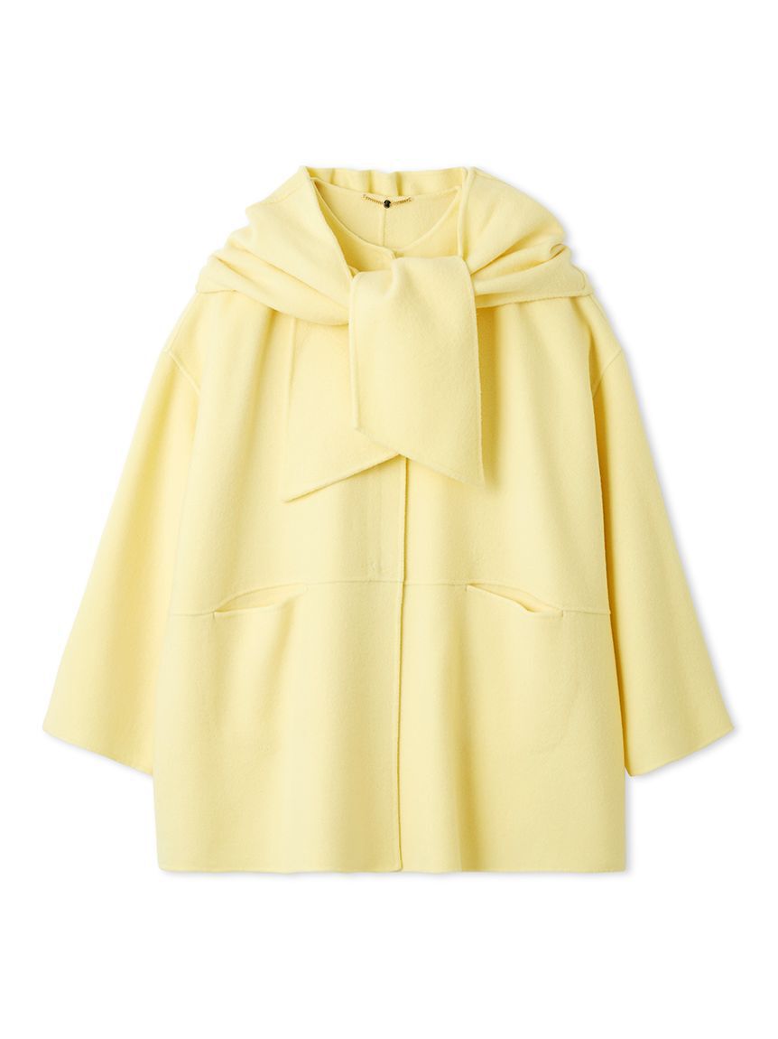 FRAY I.D「マフラー付ノーカラーリバーミドルコート」|ノーカラージャケット|