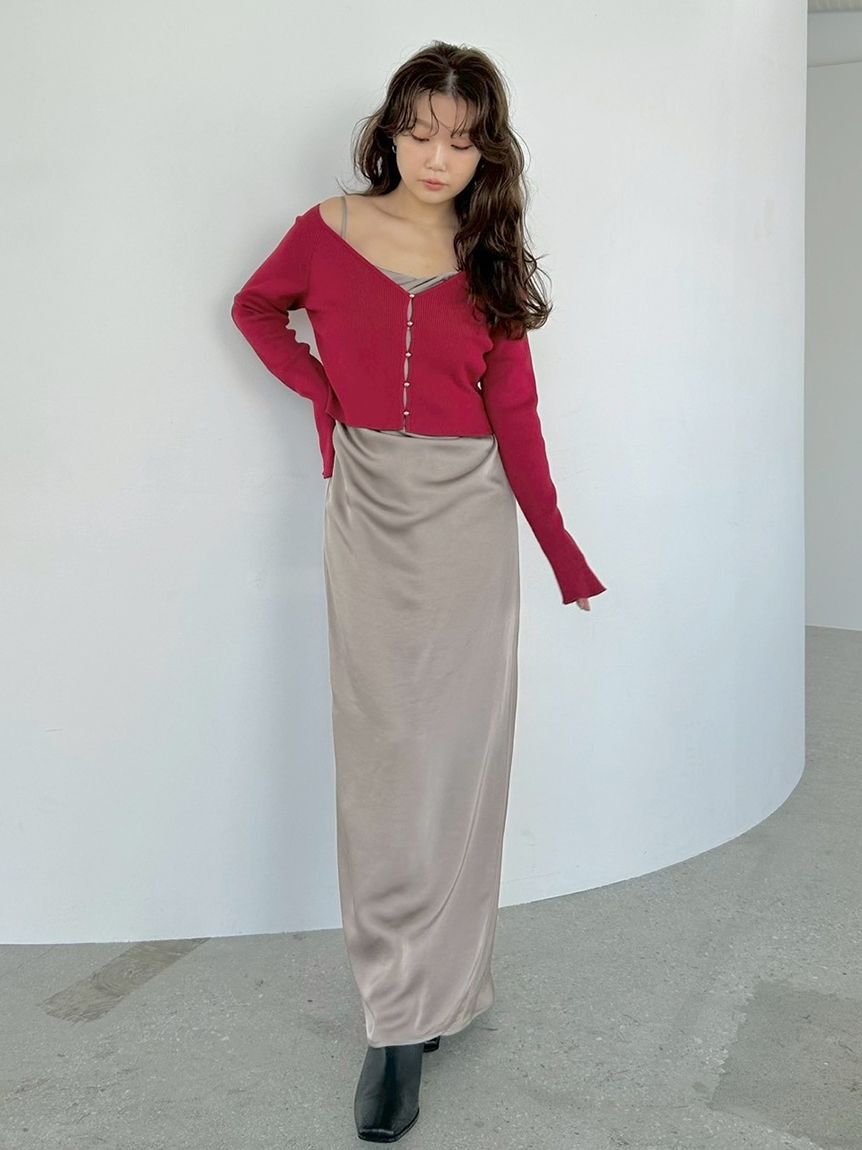 FRAY I.D「【限定カラー】ドレープサテンキャミソールワンピース」|ワンピース|