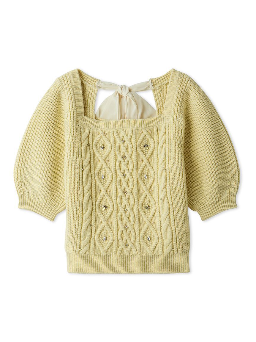 LILY BROWN「【WEB限定カラー】[L.B CANDY STOCK]シフォンリボンビジューニットトップス」|ニット・セーター|