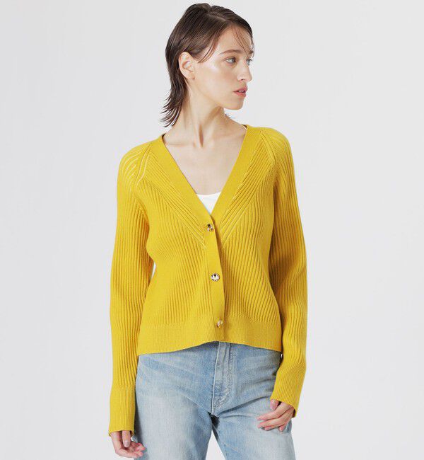  「テレコニットカーディガン」|ニット・セーター|イエロー
