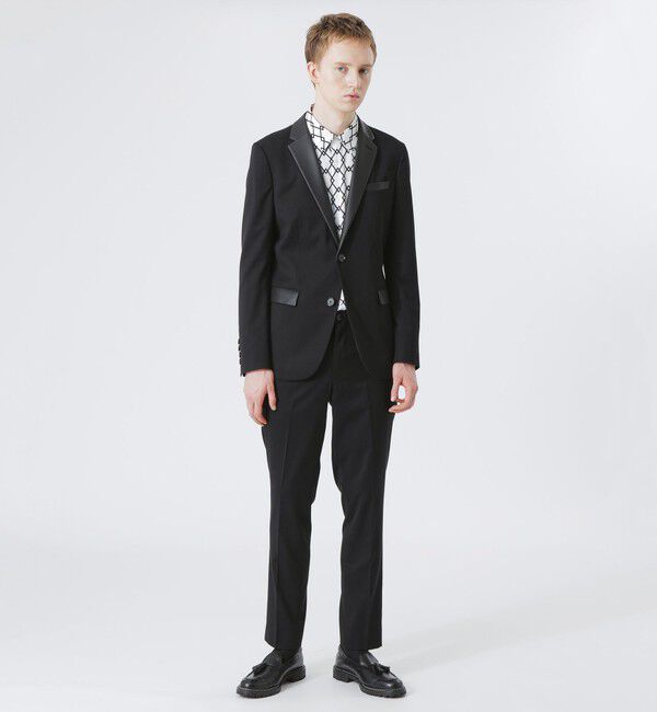  「シンセティックレザーコンビ スリムスラックス」|スラックス|