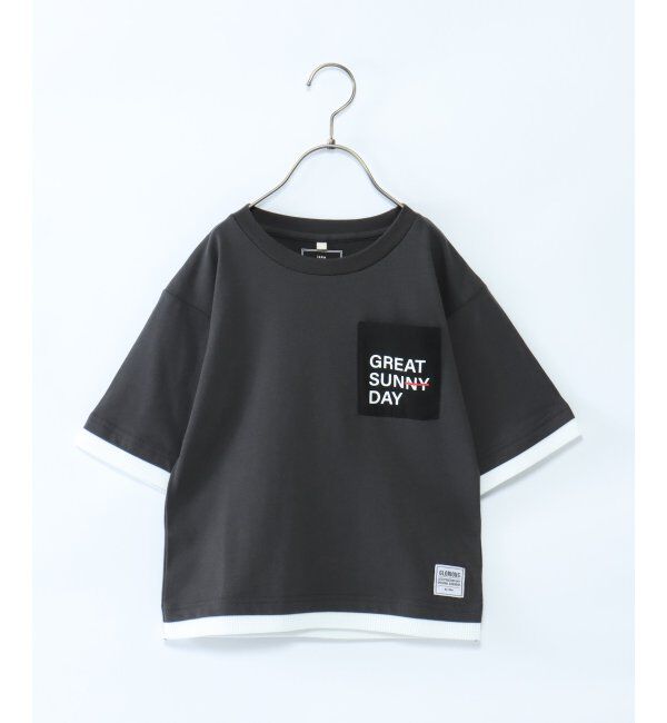 ikka kids「【キッズ】5分袖レイヤードポケT（100~160cm）」|Tシャツ・カットソー|ダークグレイ