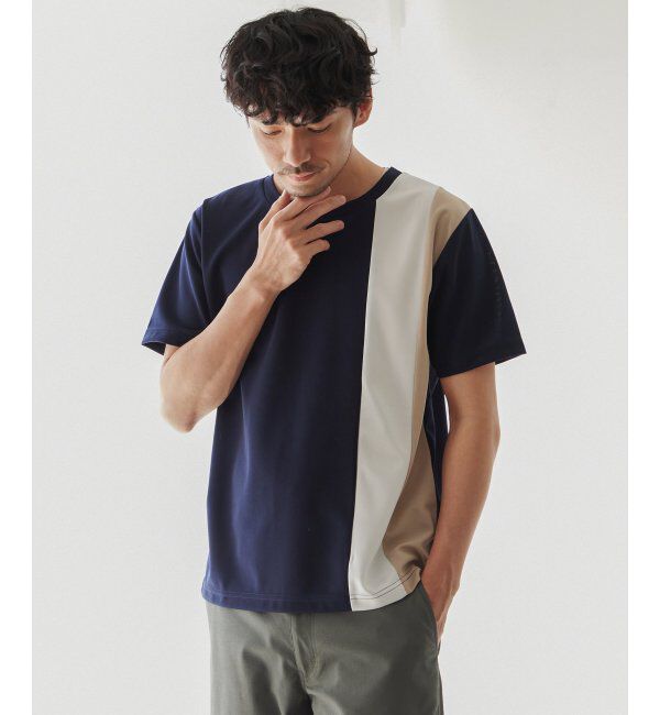 ikka「【接触冷感／吸水速乾】マルチファンクション縦切り替えT【親子おそろい】」|Tシャツ・カットソー|