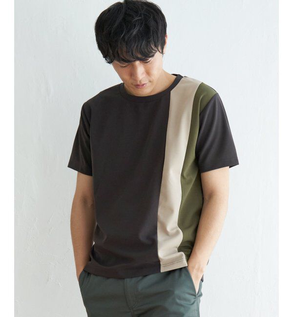 ikka「【接触冷感／吸水速乾】マルチファンクション縦切り替えT【親子おそろい】」|Tシャツ・カットソー|チャコール