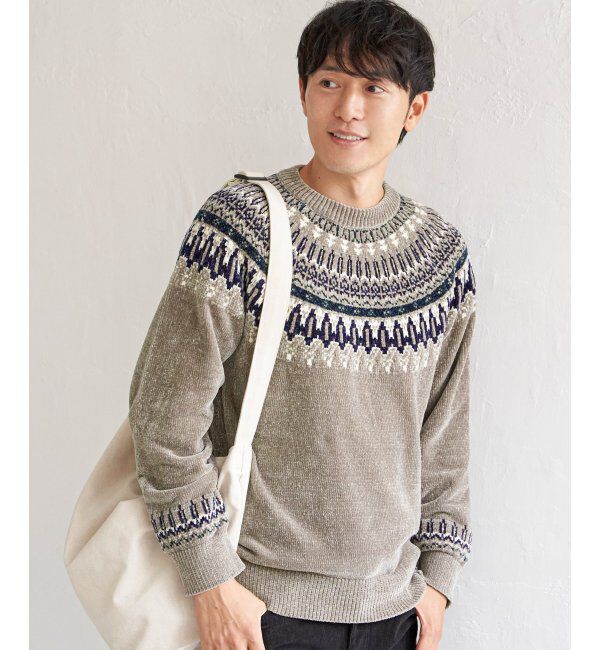 ikka「モール求心柄ニット」|プルオーバー|グレー