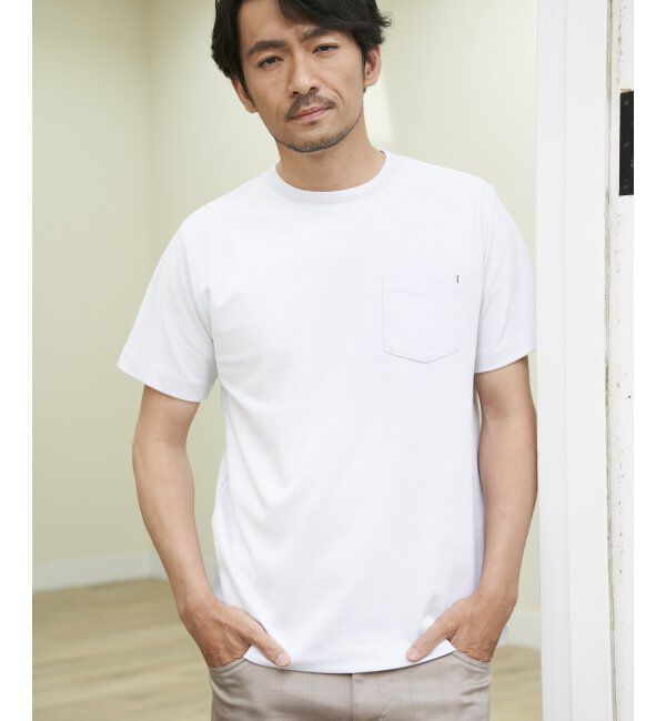 ikka「ライトダンボールジャカード襟ダブルフェイスTシャツ」|Tシャツ・カットソー|
