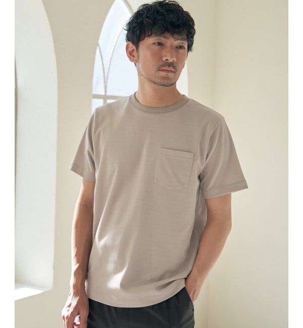 ikka「ライトダンボールジャカード襟ダブルフェイスTシャツ」|Tシャツ・カットソー|